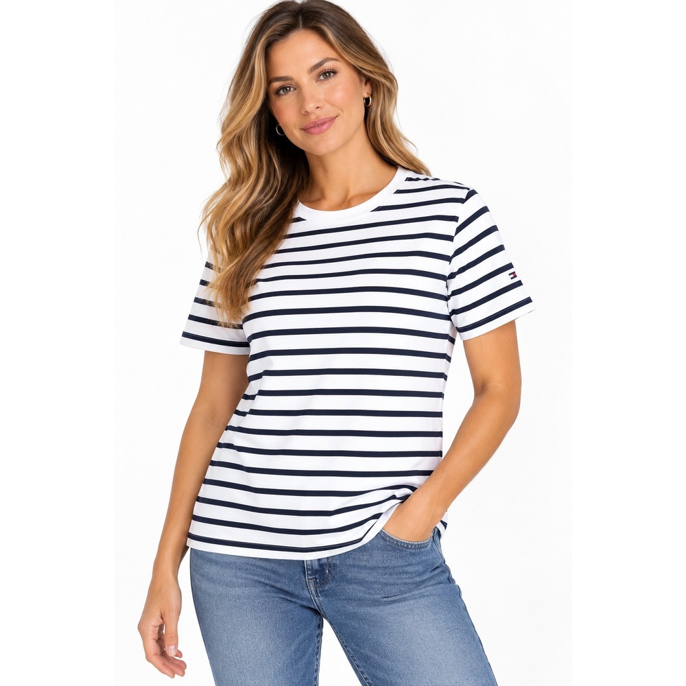 Armor Lux Breton Stripe cotton T-Shirt Navy White Short Sleeve XXL Womens